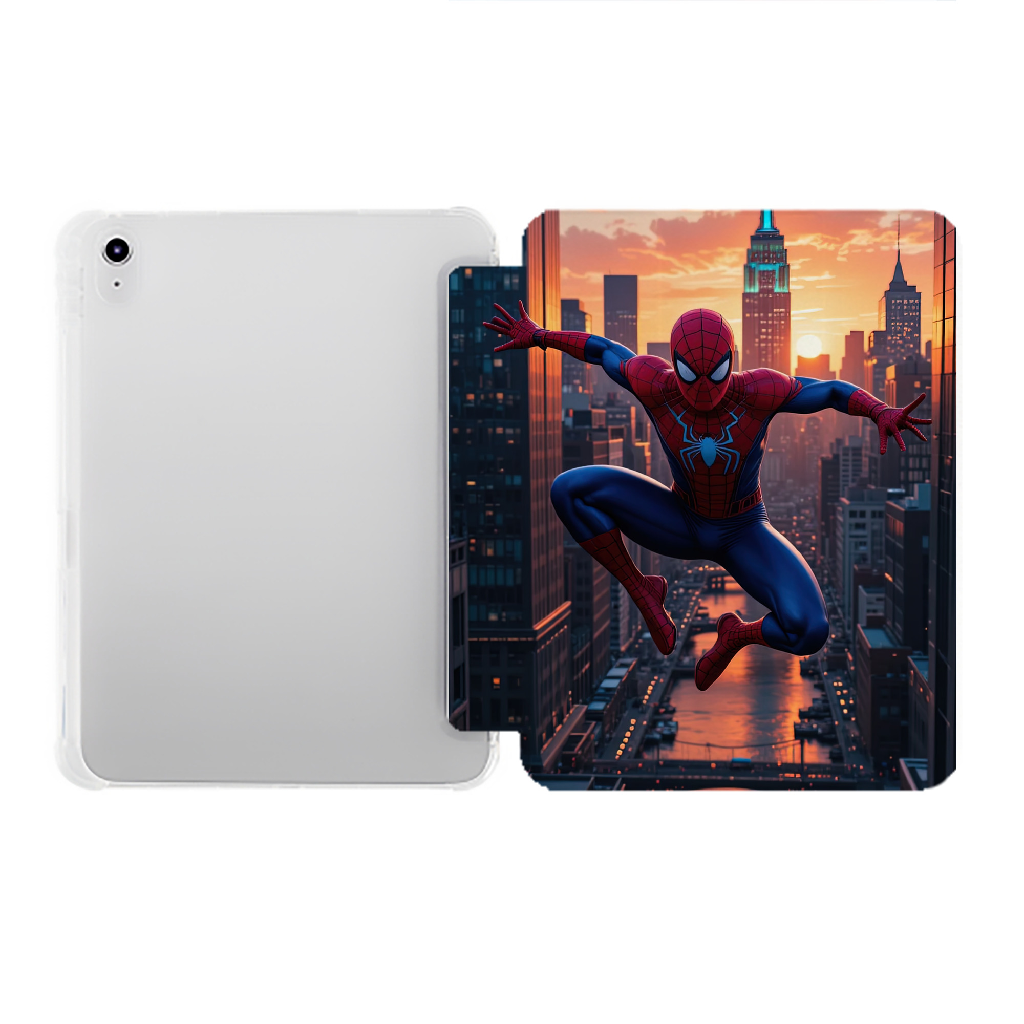 （画像用） Spider Man スパイダーマン IPad ケース ペン収納付き 三つ折りスタンド PUレザー×シリコン 対応機種9.5/10.5/10.9インチ